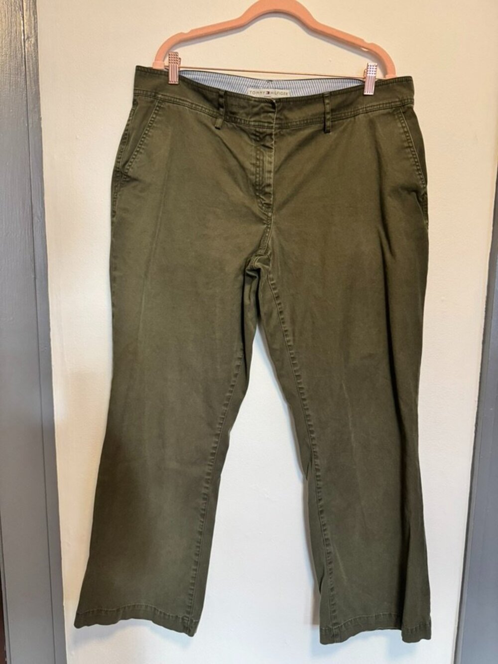Tommy Hilfiger Women Austin Fit Olive Green Trouser 16 Preppy Outdoor - Picture 2 of 7
